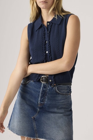 Gilet Super Soft Mini Ruffle Vest Blazer - Bleu