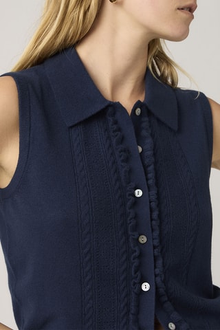 Gilet Super Soft Mini Ruffle Vest Blazer - Bleu