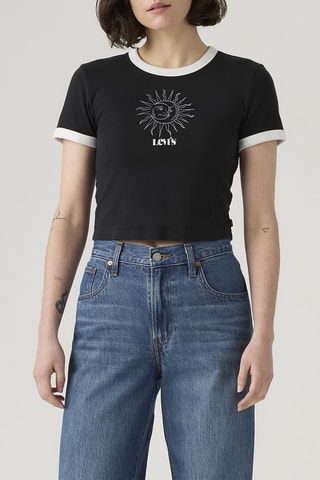 T-shirt cropped Graphic Mini Ringer - Noir