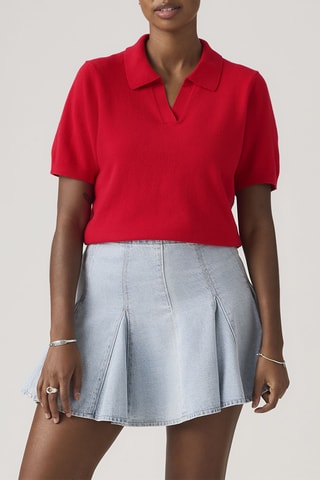 Top Super Soft Polo Sweater True - Rouge