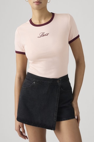 T-shirt Graphic Ringer Rickie - Rose