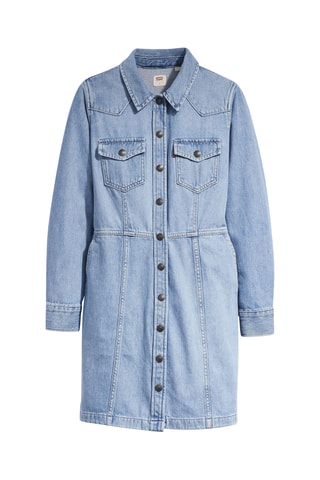Robe chemise en jean Flynn Western - Bleu