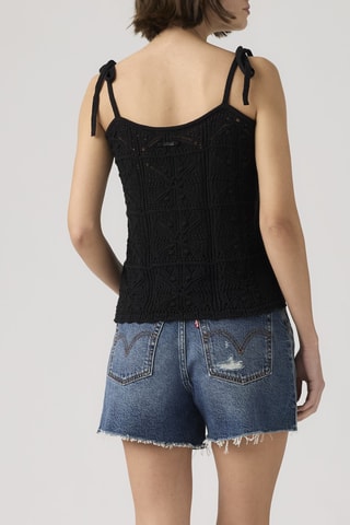 Top Abbey Tie Shoulder Crochet - Noir