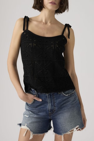 Top Abbey Tie Shoulder Crochet - Noir