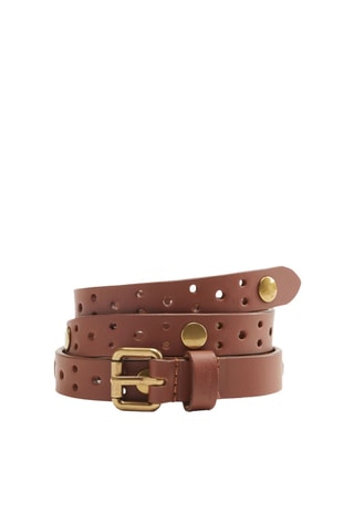 Ceinture en cuir Harper Studded - Marron