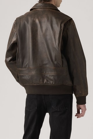 Veste en cuir de chèvre Clayton Aviator - Marron