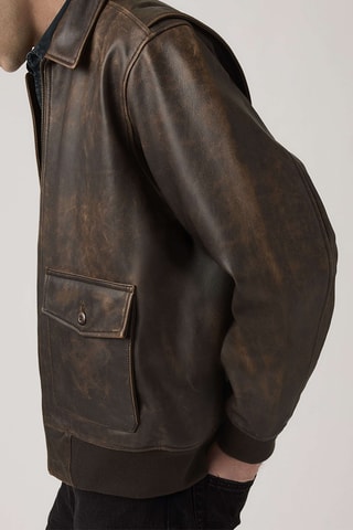 Veste en cuir de chèvre Clayton Aviator - Marron