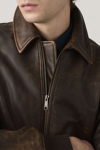 Veste en cuir de chèvre Clayton Aviator - Marron