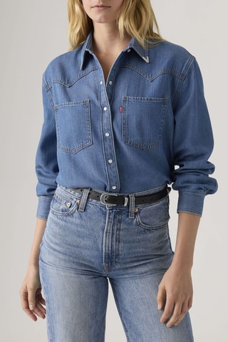 Chemisier en jean Teodora Western Going Steady - Bleu
