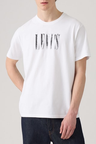 T-shirt Relaxed Fit Distressed Serif - Blanc