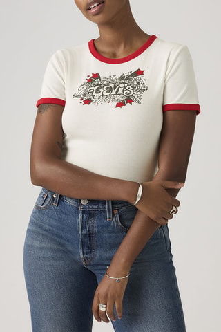 T-shirt Graphic Ringer Rickie - Blanc