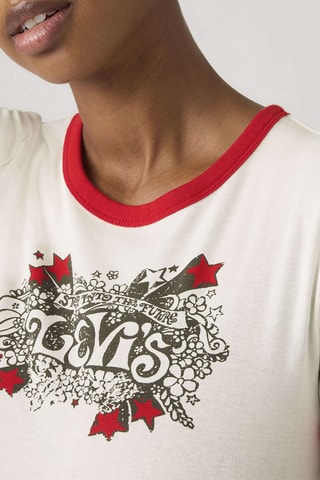 T-shirt Graphic Ringer Rickie - Blanc