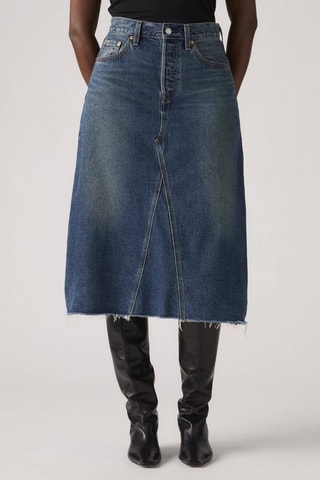 Jupe midi taille haute A Line Decon - Bleu