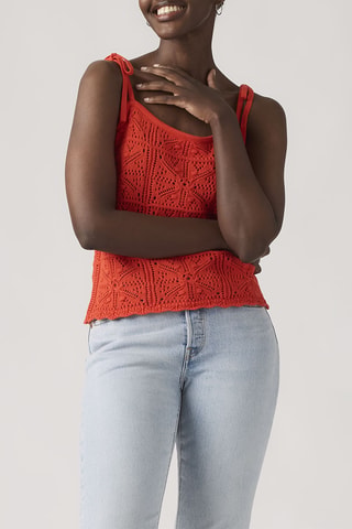 Top Abbey Tie Shoulder Crochet - Rouge