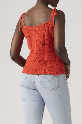 Top Abbey Tie Shoulder Crochet - Rouge