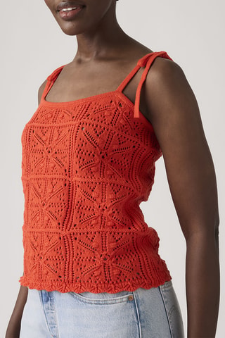 Top Abbey Tie Shoulder Crochet - Rouge