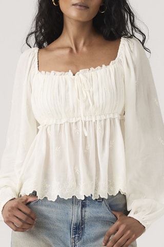 Blouse volantée Ottie Boho Egret - Écru
