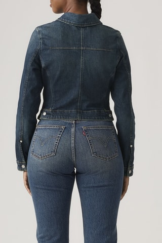 Veste en jean Y2K Stretch Fitted Trucker - Bleu foncé