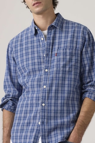 Chemise en lin Classic 1 Pkt Standard Hakan Plaid Sunsh - Bleu