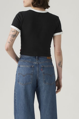 T-shirt cropped Graphic Mini Ringer - Noir