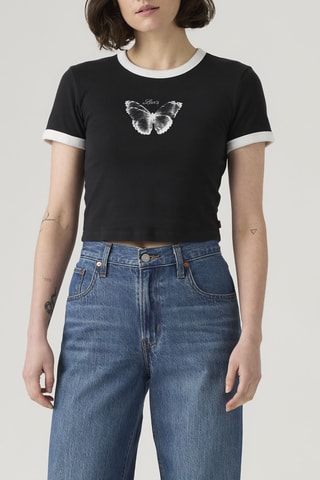 T-shirt cropped Graphic Mini Ringer - Noir