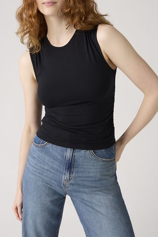 Top sans manches Crystal Ruched - Blanc
