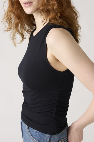 Top sans manches Crystal Ruched - Blanc