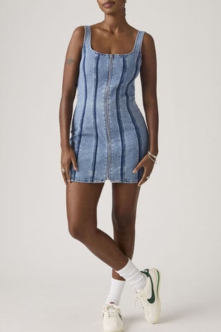 Robe droite en jean Seamed Zip Dreshadow Work - Gris