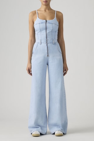 Combinaison en jean Bustier - Ciel