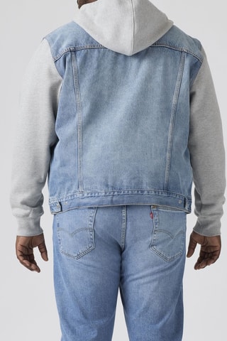 Veste en jean à capuche Big Hybrid Hoody Trucker  - Bleu et gris