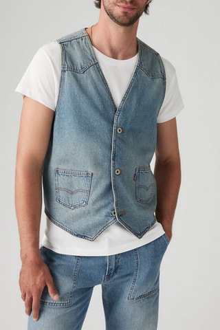Veste sans manches en jean Mission Denim - Bleu