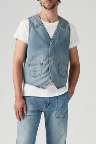 Veste sans manches en jean Mission Denim - Bleu