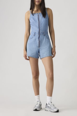 Combishort en jean Sqaure Neck Romper I Won'T - Bleu clair