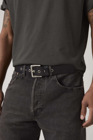 Ceinture en cuir Maverick Eyelet - Noir