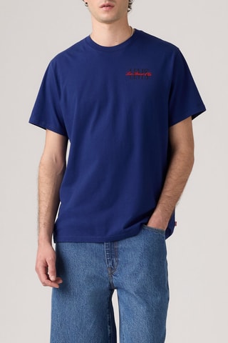 T-shirt Relaxed Fit Serif Logo  - Bleu foncé