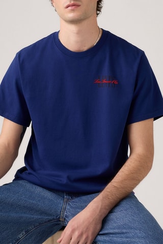 T-shirt Relaxed Fit Serif Logo  - Bleu foncé
