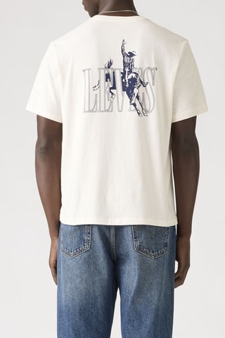 T-shirt Relaxed Fit Serif Logo  - Blanc