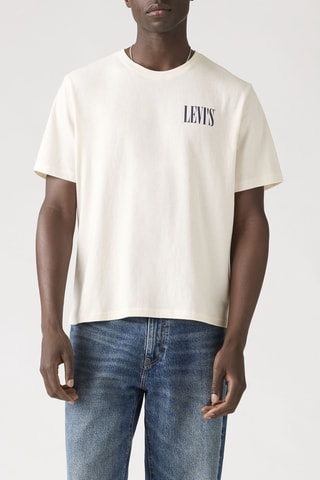T-shirt Relaxed Fit Serif Logo  - Blanc