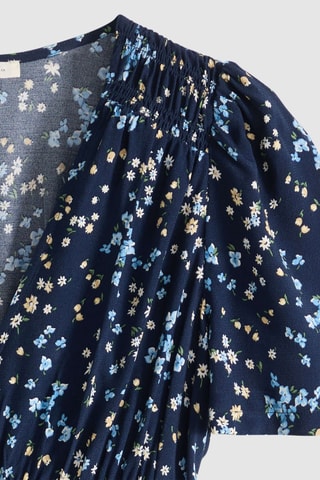 Robe chemise Paola Crepe Midi  - Bleu