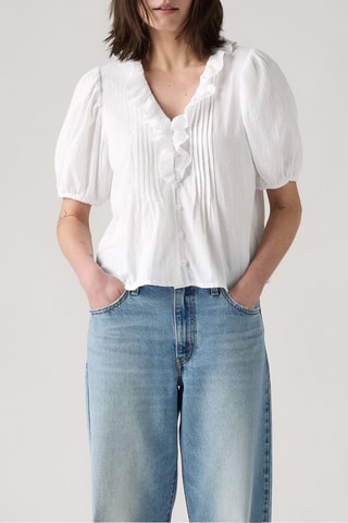 Blouse Giselle Ruffle Chambray - Blanc
