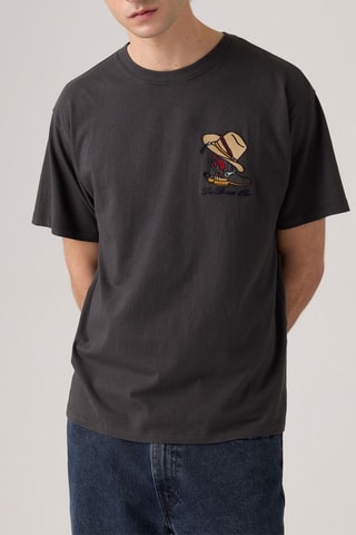 T-shirt Vintage Fit Graphic - Noir