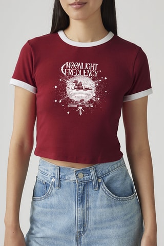 T-shirt cropped Graphic Mini Ringer - Rouge