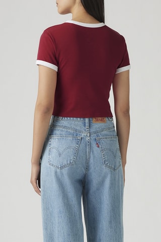 T-shirt cropped Graphic Mini Ringer - Rouge
