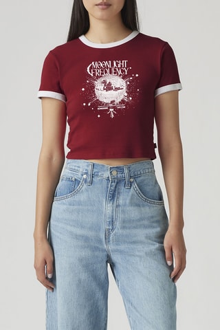 T-shirt cropped Graphic Mini Ringer - Rouge