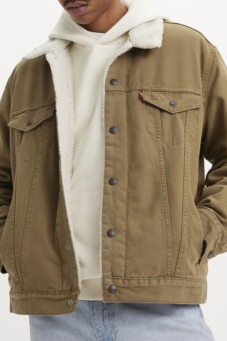 Veste en jean Sherpa Trucker - Kaki