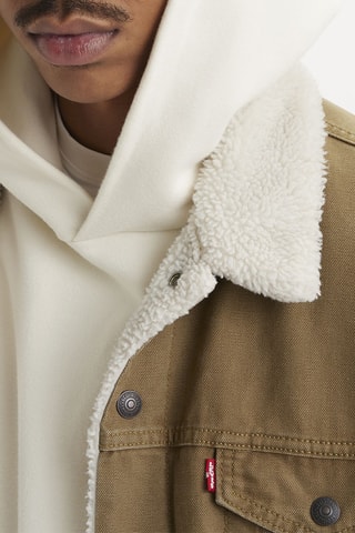 Veste en jean Sherpa Trucker - Kaki