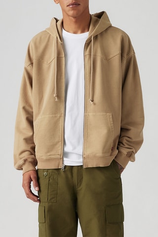 Sweat à capuche relaxed fit Lowell Western  - Marron clair