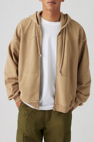 Sweat à capuche relaxed fit Lowell Western  - Marron clair