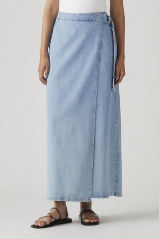 Jupe portefeuille en jean Column - Bleu