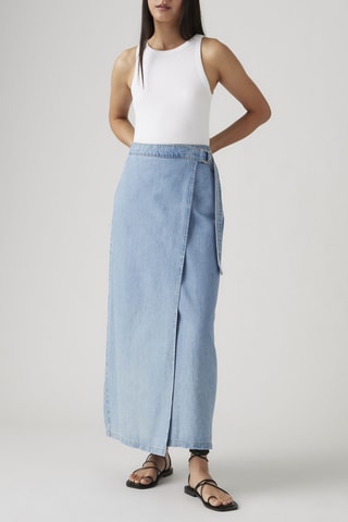Jupe portefeuille en jean Column - Bleu